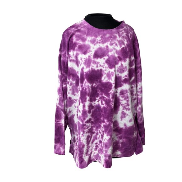 Terra & Sky Womens Purple & White Tie-Dye Sweatshirt 1X (16W-18W) Cotton/Polyest - Picture 1 of 12